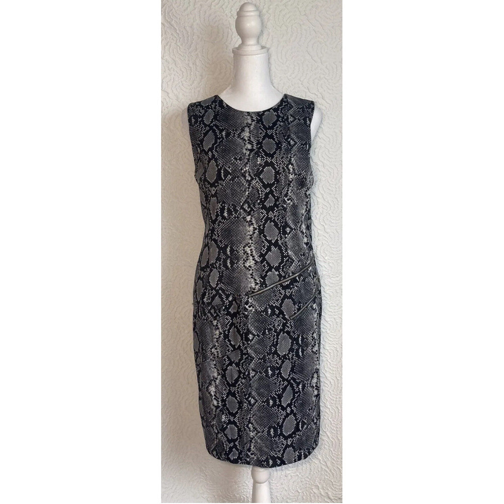 MICHAEL KORS Women's Dress Snake Sleeveless Zipper Detail Black Gray Size 6